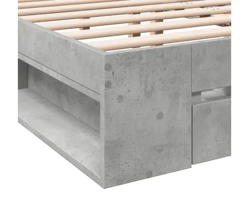 Gultas Rāmis Ar Atvilktnēm, Betona Pelēks, 200X200 Cm Vidaxl