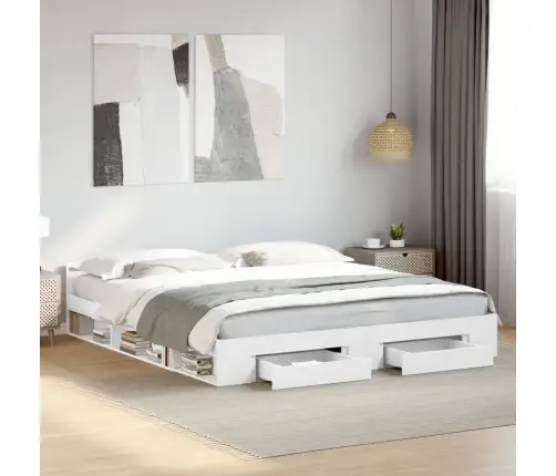 Gultas Rāmis Ar Atvilktnēm, Bez Matrača, Balts, 180X200 Cm Vidaxl