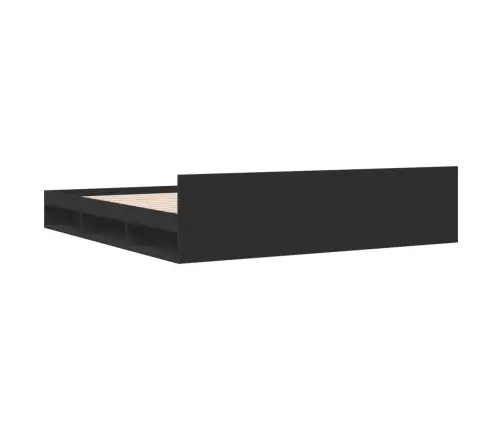 Lovos Rėmas Su Stalčiais, Juodas, 180X200cm Apdirbta Mediena