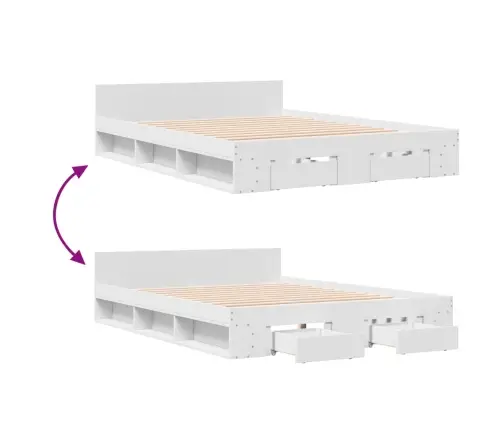 Gultas Rāmis Ar Atvilktnēm, Bez Matrača, Balts, 160X200 Cm Vidaxl