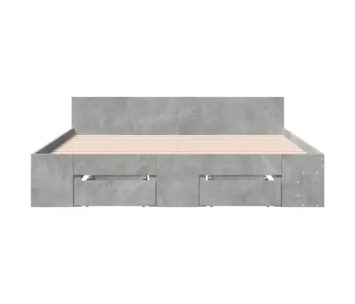 Gultas Rāmis Ar Atvilktnēm, Betona Pelēks, 150X200 Cm Vidaxl