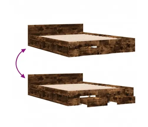 Lovos Rėmas Su Stalčiais, Dūminio Ąžuolo, 150X200cm Mediena