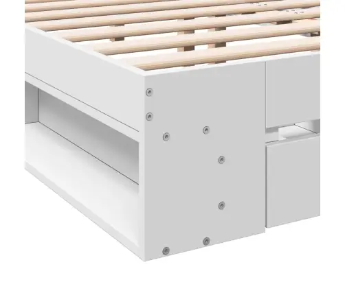 Gultas Rāmis Ar Atvilktnēm, Bez Matrača, Balts, 140X200 Cm Vidaxl