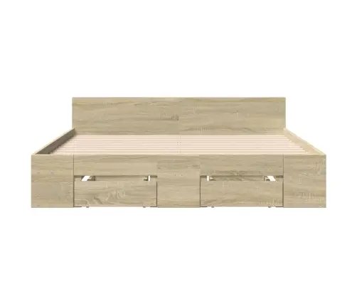 Gultas Rāmis Ar Atvilktnēm, Ozola, 140X200Cm, Inženierijas Koks Vidaxl