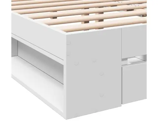 Lovos Rėmas Su Stalčiais, Baltas, 120X200cm Apdirbta Mediena