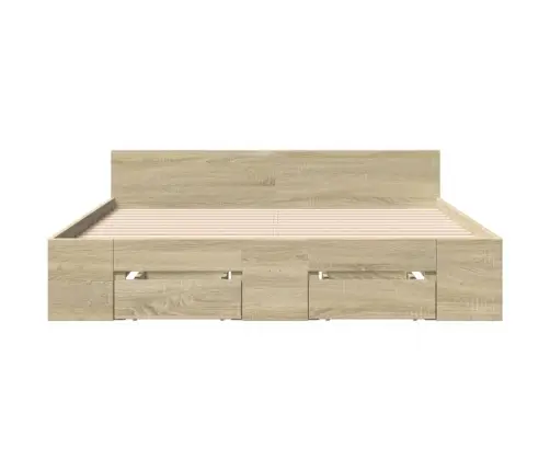 Gultas Rāmis Ar Atvilktnēm, Ozola, 120X200Cm, Inženierijas Koks Vidaxl