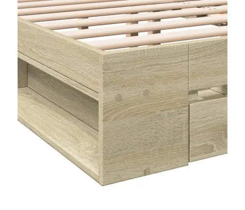 Gultas Rāmis Ar Atvilktnēm, Ozola, 120X200Cm, Inženierijas Koks Vidaxl