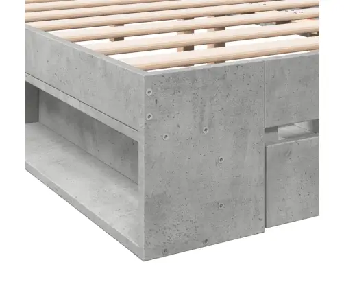 Gultas Rāmis Ar Atvilktnēm, Betona Pelēks, 140X190 Cm Vidaxl