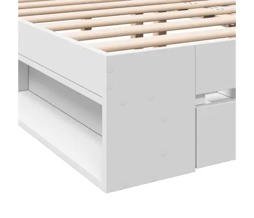 Lovos Rėmas Su Stalčiais, Baltas, 120X190cm Apdirbta Mediena