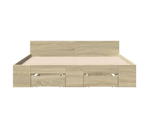 Gultas Rāmis Ar Atvilktnēm, Ozola, 120X190Cm, Inženierijas Koks Vidaxl