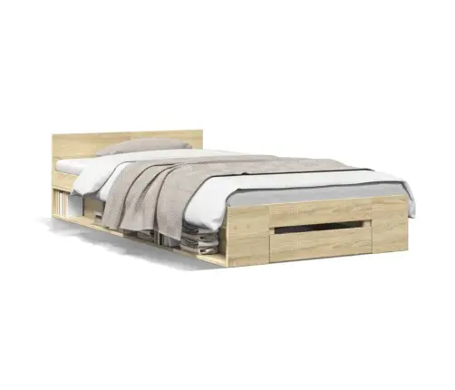 Gultas Rāmis Ar Atvilktni, Ozola, 90X190 Cm, Inženierijas Koks Vidaxl