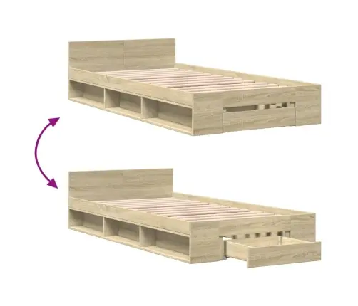 Gultas Rāmis Ar Atvilktni, Ozola, 90X190 Cm, Inženierijas Koks Vidaxl