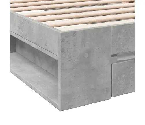 Gultas Rāmis Ar Atvilktni, Betona Pelēks, 90X190 Cm Vidaxl