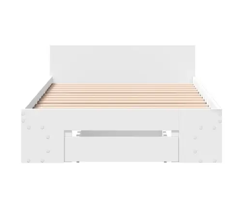 Gultas Rāmis Ar Atvilktni, Balts, 100X200 Cm, Inženierijas Koks Vidaxl
