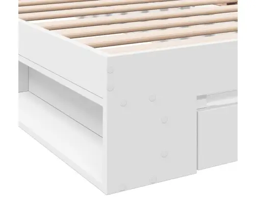 Gultas Rāmis Ar Atvilktni, Balts, 100X200 Cm, Inženierijas Koks Vidaxl