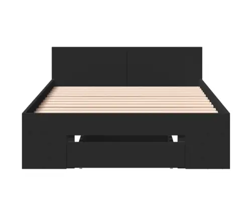 Lovos Rėmas Su Stalčiumi, Juodas, 100X200cm Apdirbta Mediena