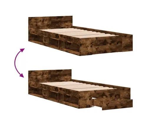 Voodiraam Sahtlitega, Suitsutatud Tamm, 100X 200 cm Tehispuit