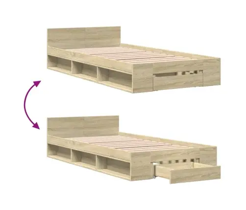 Gultas Rāmis Ar Atvilktni, Ozola, 90X200 Cm, Inženierijas Koks Vidaxl