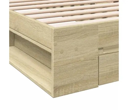 Gultas Rāmis Ar Atvilktni, Ozola, 90X200 Cm, Inženierijas Koks Vidaxl