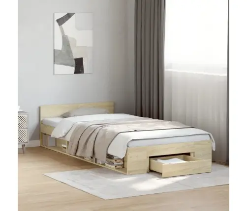 Gultas Rāmis Ar Atvilktni, Ozola, 90X200 Cm, Inženierijas Koks Vidaxl