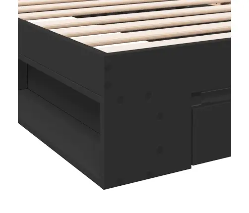 Gultas Rāmis Ar Atvilktni, Melns, 75X190 Cm, Inženierijas Koks Vidaxl