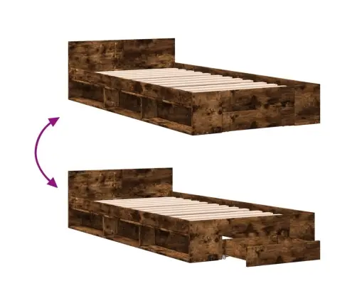 Gultas Rāmis Ar Atvilktni, Ozola, 75X190 Cm, Inženierijas Koks Vidaxl