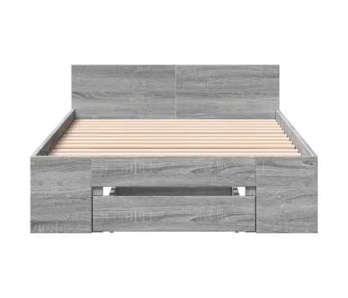 Gultas Rāmis Ar Atvilktni, Pelēka Ozola, 75X190 Cm Vidaxl
