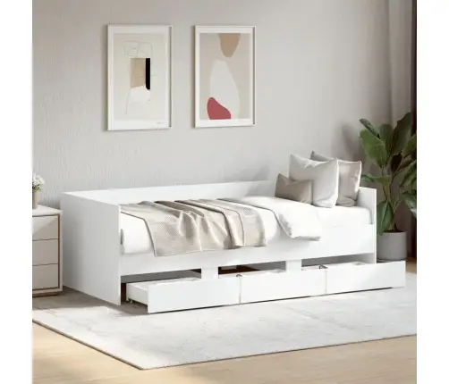 Kušetė Su Stalčiais Be Čiužinio, Balta, 100X200 Cm