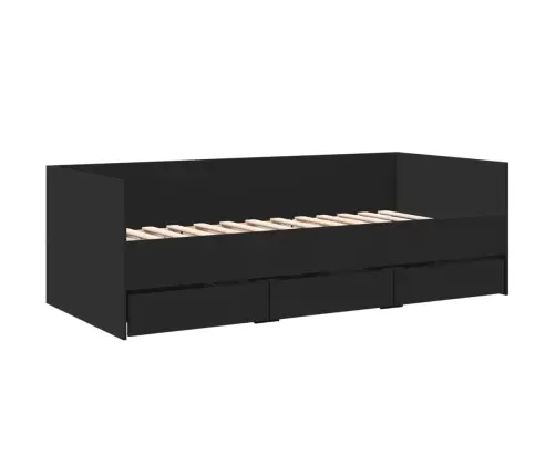 Sahtlitega Päevavoodi, Ilma Madratsita, Must, 90 X 200 Cm