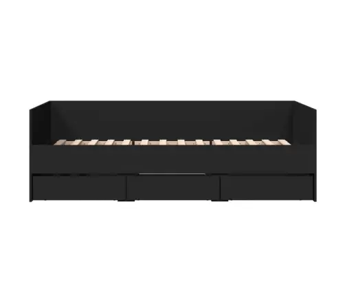 Sahtlitega Päevavoodi, Ilma Madratsita, Must, 90 X 200 Cm