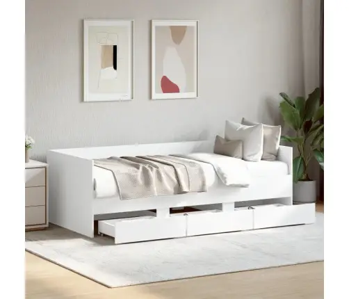 Gulta Ar Atvilktnēm, Bez Matrača, Balta, 90X190 Cm Vidaxl