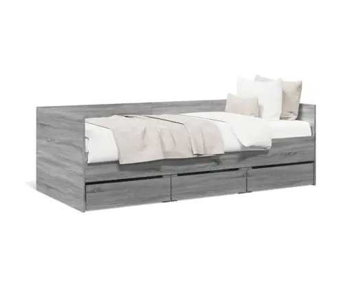 Gulta Ar Atvilktnēm, Bez Matrača, Pelēka, 90X190 Cm Vidaxl