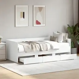 Gulta Ar Atvilktnēm, Bez Matrača, Balta, 75X190 Cm Vidaxl