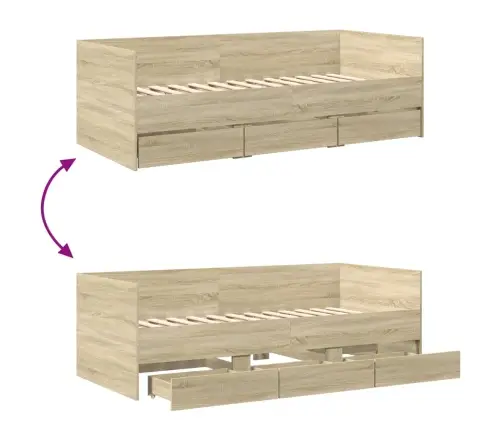 Gulta Ar Atvilktnēm, Bez Matrača, Ozolkoka Krāsa, 75X190 Cm Vidaxl