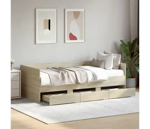 Gulta Ar Atvilktnēm, Bez Matrača, Ozolkoka Krāsa, 75X190 Cm Vidaxl