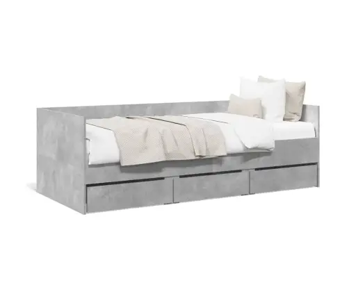 Kušetė Su Stalčiais Be Čiužinio, Betono Pilka, 75X190 Cm