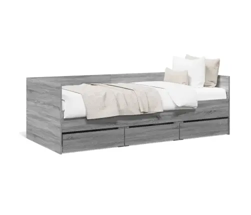 Gulta Ar Atvilktnēm, Bez Matrača, Pelēka, 75X190 Cm Vidaxl