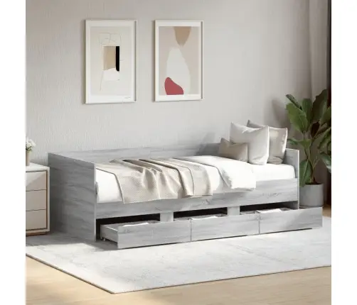 Gulta Ar Atvilktnēm, Bez Matrača, Pelēka, 75X190 Cm Vidaxl