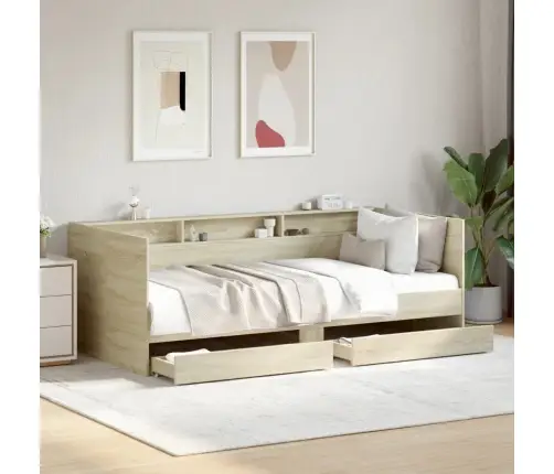 Gulta Ar Atvilktnēm, Bez Matrača, Ozolkoka Krāsa, 100X200 Cm Vidaxl