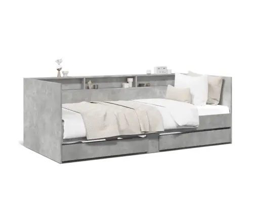 Sahtlitega Päevavoodi, Ilma Madratsita, Betoonhall, 100X200 Cm