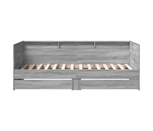 Gulta Ar Atvilktnēm, Bez Matrača, Pelēka, 100X200 Cm Vidaxl