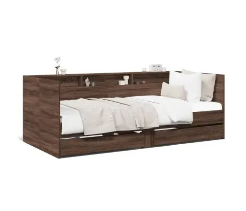 Gulta Ar Atvilktnēm, Bez Matrača, Brūna, 100X200 Cm Vidaxl