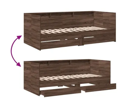 Gulta Ar Atvilktnēm, Bez Matrača, Brūna, 100X200 Cm Vidaxl