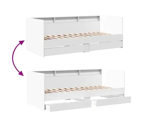 Kušetė Su Stalčiais Be Čiužinio, Balta, 90X200 Cm