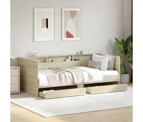 Kušetė Su Stalčiais Be Čiužinio, Ąžuolo Spalvos, 90X200 Cm