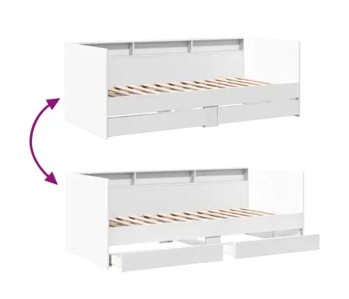 Sahtlitega Päevavoodi, Ilma Madratsita, Valge, 90 X 190 Cm