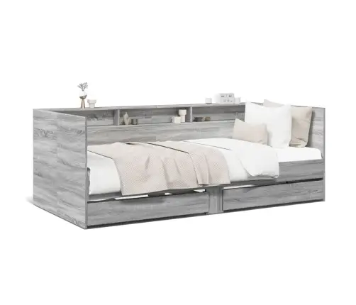 Gulta Ar Atvilktnēm, Bez Matrača, Pelēka, 90X190 Cm Vidaxl