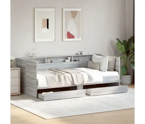 Gulta Ar Atvilktnēm, Bez Matrača, Pelēka, 90X190 Cm Vidaxl