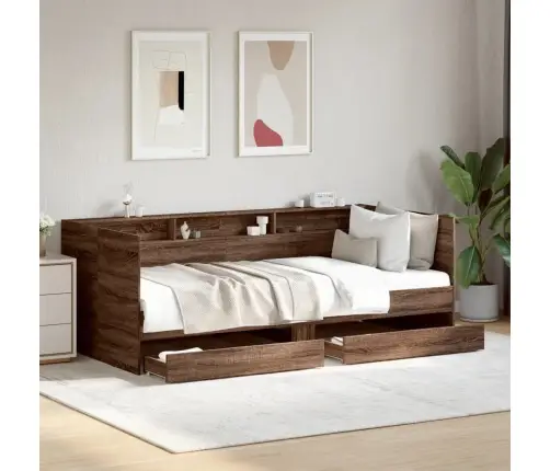 Sahtlitega Päevavoodi, Ilma Madratsita, Pruun Tamm, 90X190 Cm