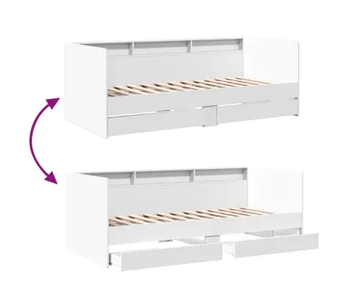 Gulta Ar Atvilktnēm, Bez Matrača, Balta, 75X190 Cm Vidaxl